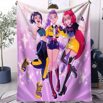 1 cobertor de flanela k-pop Demon Hunters Huntrix Cobertor macio e quente de qualidade Cobertor de inverno infantil para sofá cama Macio e fofo