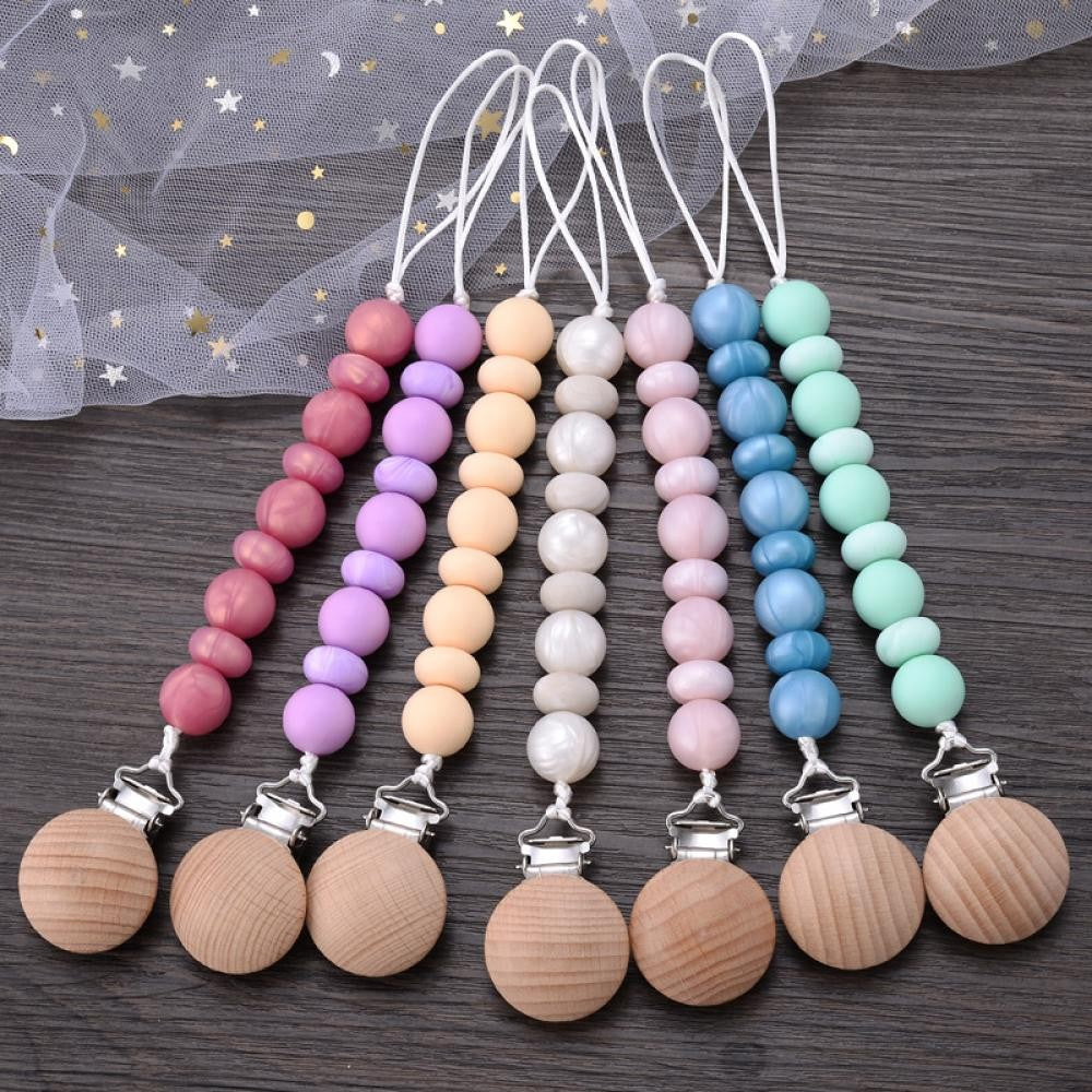 New Silicone Beads Dummy Clip Holder Soother Pacifier Clips Chain for Baby Teething Toys Chew Gifts Accessories BPA Free
