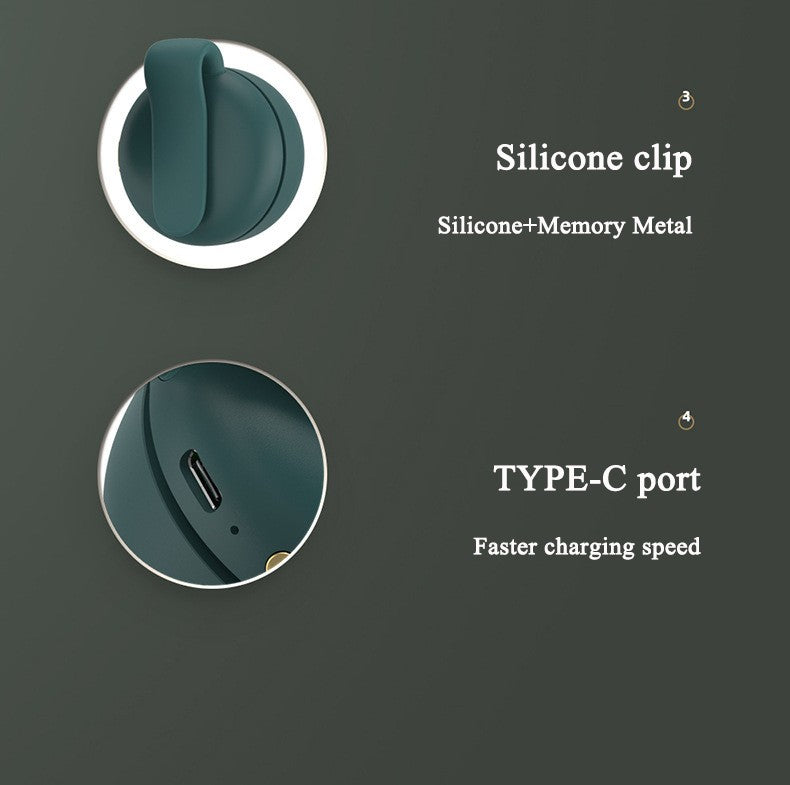 USB Hanging Neck Fan Portable Mute Mini Clip Hanging Waist Electric Fan 900mah Leafless Fan 3 Speeds for Outdoor Camping Fishing