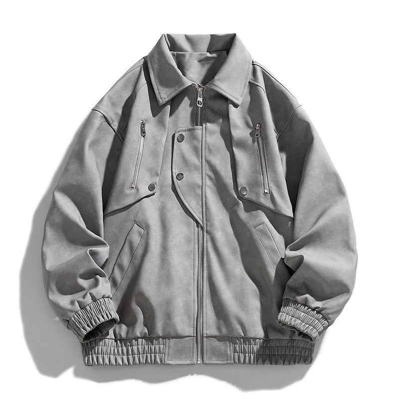 Fashion Trend Korean Slim Fit Casual Men's Leather Jacket Motorcycle Jacket New Spring and Autumn Men's Slim PU Leather Jacket