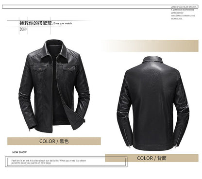 Mens Vintage Faux Leather Outwear Leather Jacket Motorcycle Black Biker Jackets Casual Lightweight Men PU Zipper Moto Outwear