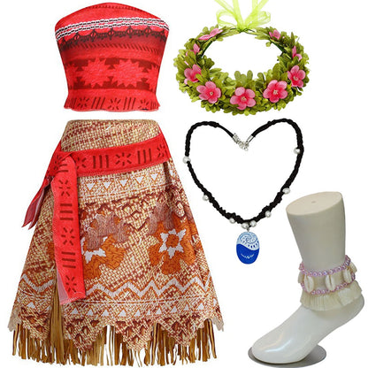 Disney NEW Moana Episode 2 Movie Costume Princess Vaiana Role Play Dress Girls Carnival Outfit Toddler Polynesian Beach Dress