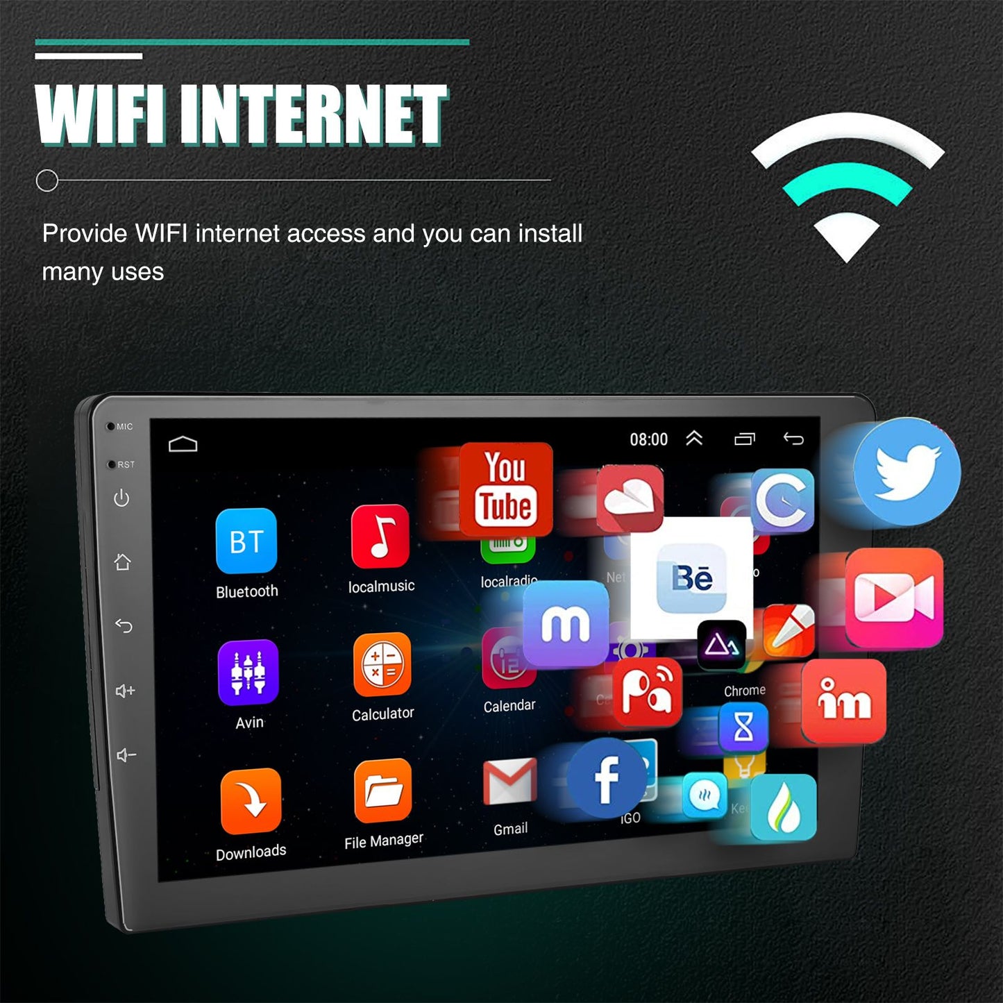 Rádio Estéreo Automotivo de 7/9/10 Polegadas Duplo 2 Din 4+64G Android 15 ChatGpt AI WIFI GPS Navegação FM/RDS Bluetooth SWC Unidade Principal+DVR&AHD