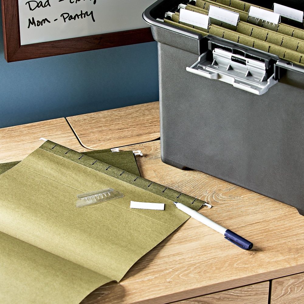 Standard Green Hanging File Folders Letter Size 1/5 Cut Tabs Inserts Box of 25 Durable Organizers Home Office Filing