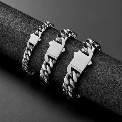 Pulseira Acessório Masculina de Aço Inoxidável 316 Banhada a Ouro 18k, Corrente Cubana Criptografada de 8, 10, 12mm, Estilo Miami Rap Hip Hop