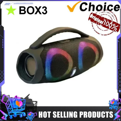 Caixa de Som Portátil Impermeável 100W de Alta Potência Bluetooth Luz RGB Colorida Subwoofer Sem Fio 360 Estéreo Surround TWS FM