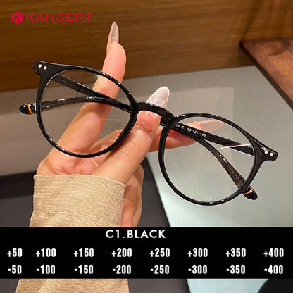 KANSEPT Retro Round Men and Women Optical Prescription Glasses Myopia Hyperopia Progressive Eyewear Eyepieces for Reading Lenses