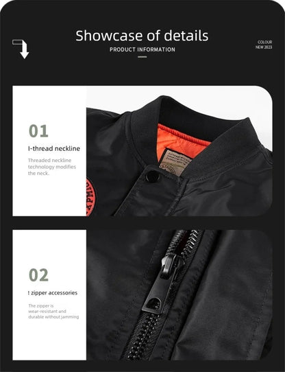 Unisex Winter Thicken Warm Bomber Jacket Air Force Style Flight Parkas Coat with Cotton Embroidery Casual Outwear for Men