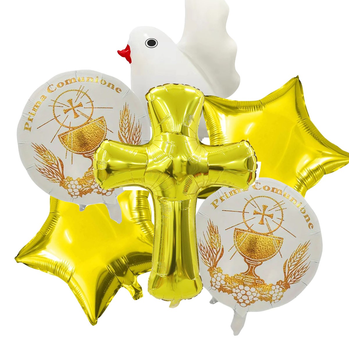 3pcs/6pcs  Gold Cross Dove Foil Balloons for Christmas First Communion Baptism Party Christening Memorial Theme Birthday