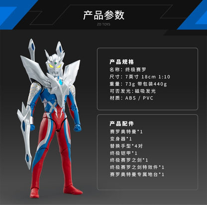 Boneco Articulado Ultraman ZD Toys Kotaro Higashi Terno Zero Terno Tiga Terno Ace Ultra Seven Ultraman Jack Modelo Colecionável Adulto