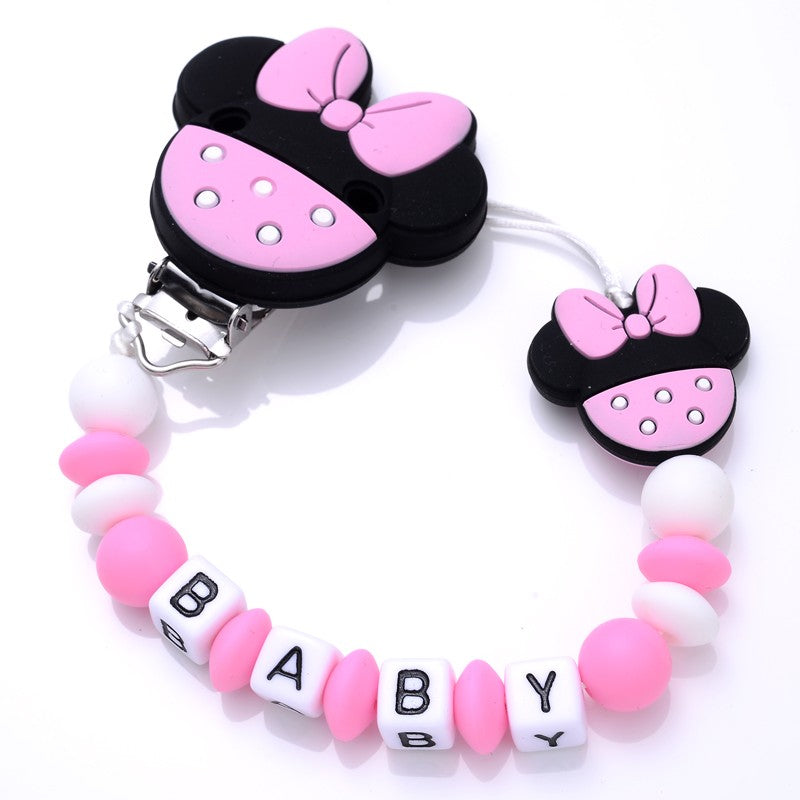 Baby Personalised Name Silicone Pacifier Clips Chain Wholesale 1Pcs Baby Nipple Pacifier Chain Cartoon Shape Holder