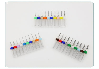 Broca PCB 10pcs Conjunto de Brocas Micro Diâmetro de Aço Tungstênio 1/8" Cabo Fixo Mini Broca CNC 0.1-3.175mm