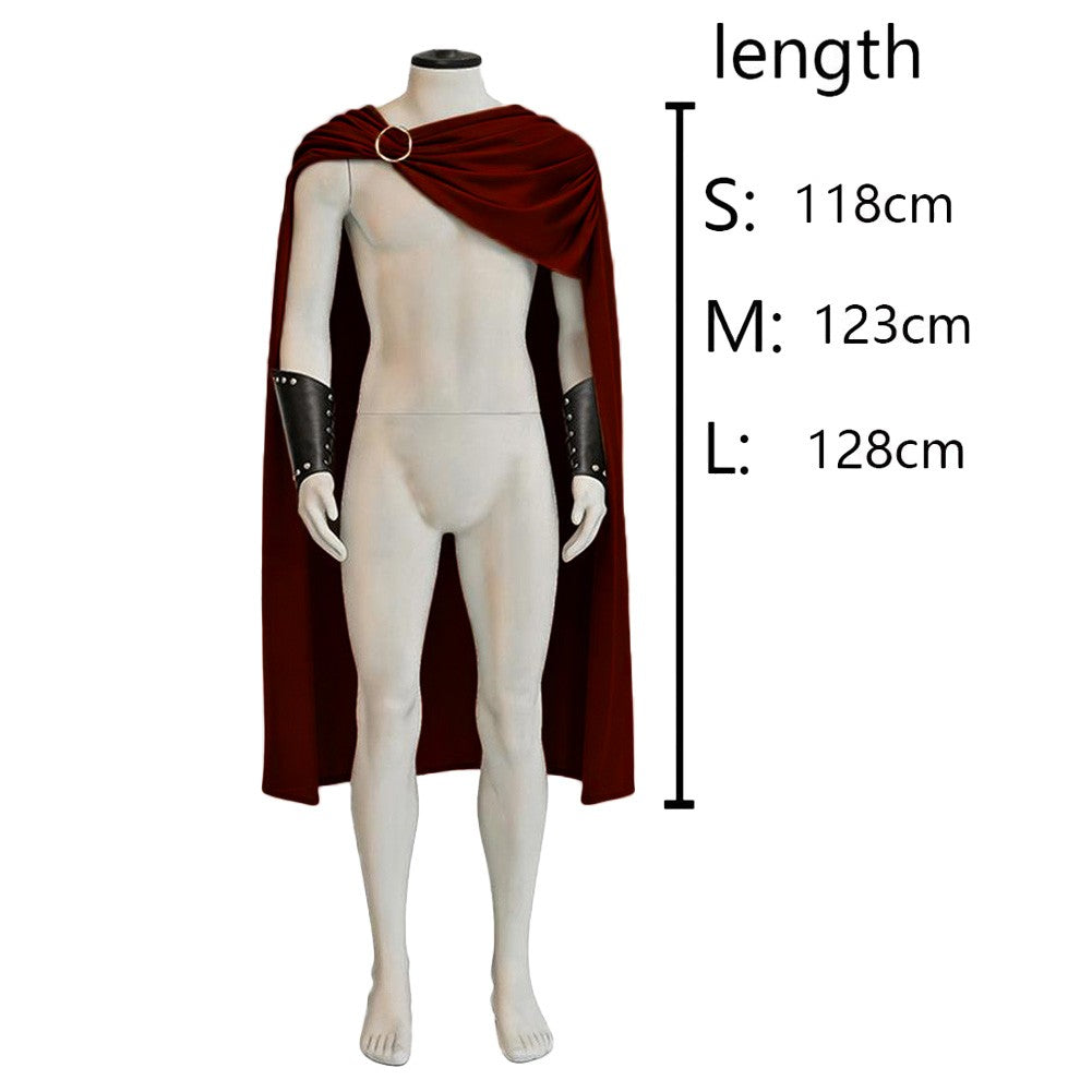 Roman Knight Spartan Cosplay Cloak Wristguard Costume Outfits Halloween Disguise Black Red Brown Cape Clothes Carnival Party