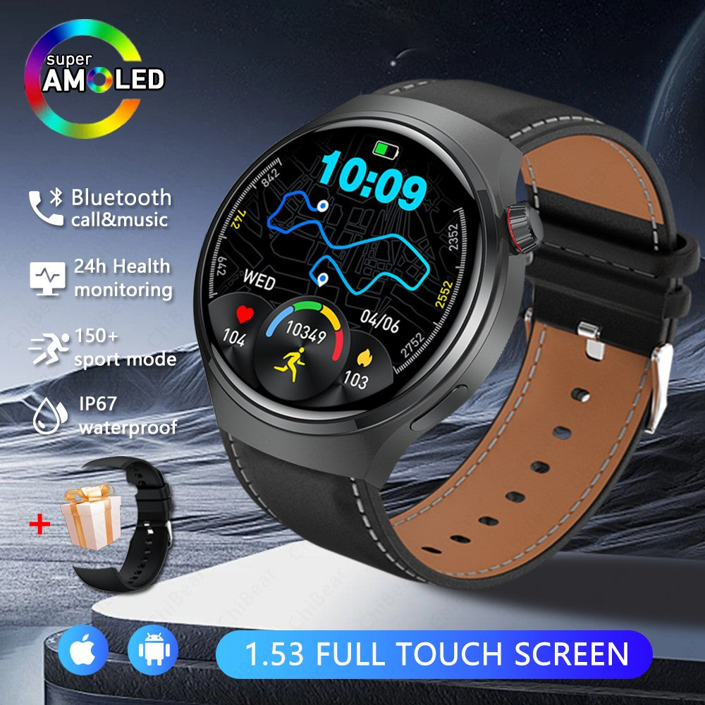 Smartwatch Esportivo Watch 4 Pro Masculino Tela AMOLED HD 360*360 Frequência Cardíaca Chamada Bluetooth IP68 À Prova D'água Música Novo SmartWatch 2025