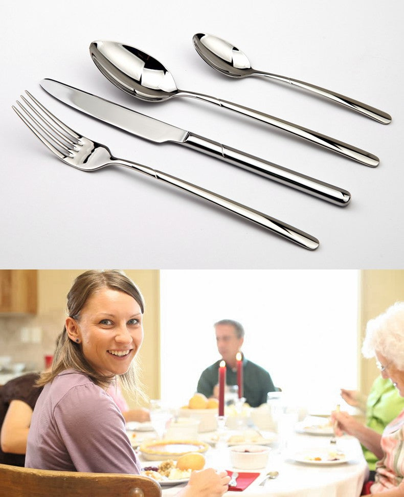 Conjunto de Talheres Cozy Zone 24 Peças Aço Inoxidável Conjunto de Talheres de Luxo Prata Talheres Facas Garfos Jogo de Jantar Ocidental Restaurante