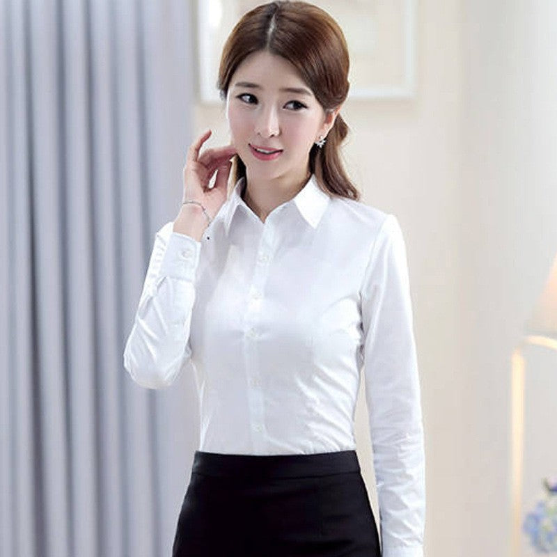 1pcs Woman Four Season Occupation Shirt Lady Casual Long Sleeve Turn-down Collar Shirt Female Working Clothes Formal Dress Tops