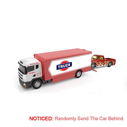 Caminhão de Contêineres em Miniatura Escala 1:64 Carrinhos de Brinquedo de Metal Diecast Reboque com Fricção Veículos de Transporte para Presentes Infantis