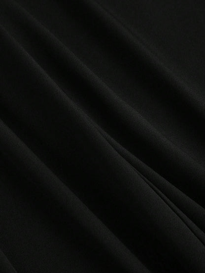 Women's Elegant Jacquard Pleating Wide-Leg Pants Office/Commuting Solid Color Loose Casual Suit Pants, Autumn/Winter