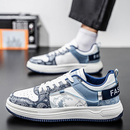 Mens Board Shoes Daily Street Trendy  Comfortable Flat Tennis Shoes Lightweight Thick Soled Casual Sneakers for Men