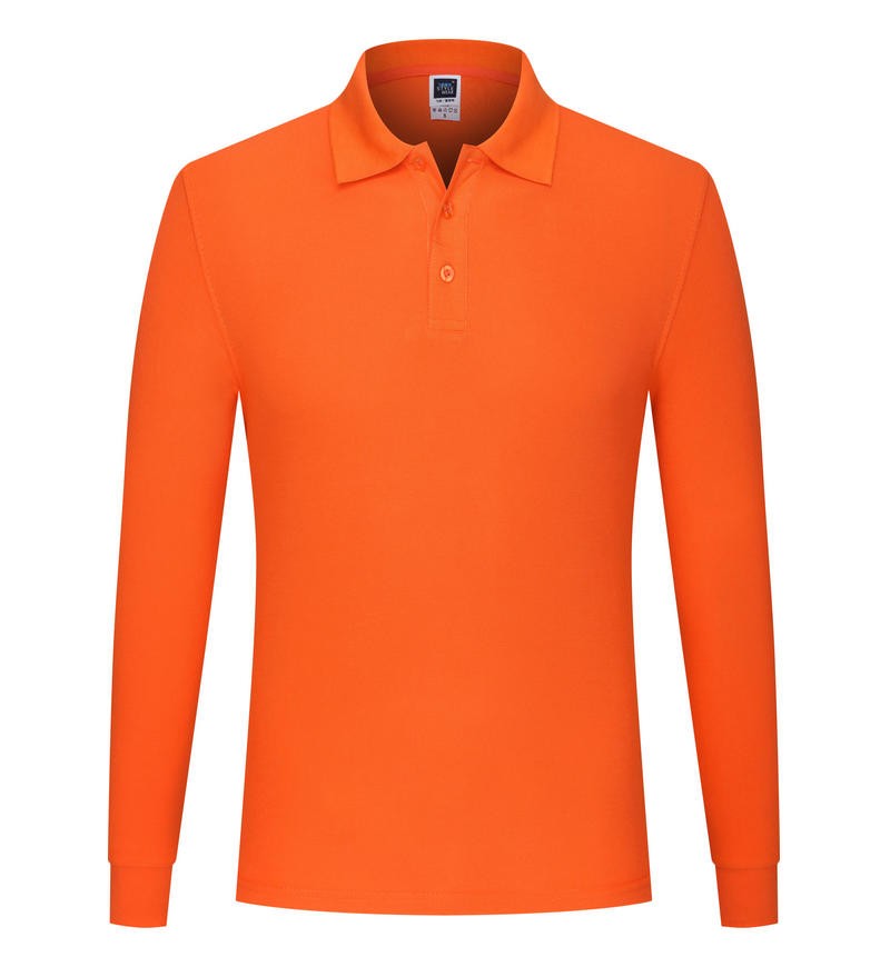 Cotton long sleeved polo shirt, men's and women's breathable spring and autumn T-shirt, printed logo embroidery workwear