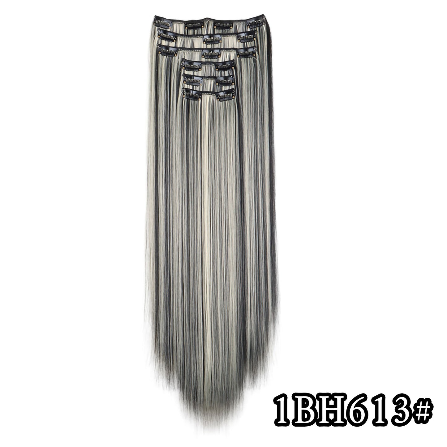 Apliques de Cabelo Natural de 24 Polegadas Cabelo Sintético para Mulheres Kit de Fios de Cabelo 16 Tic-Tacs em 6 Peças Apliques Mechas de Cabelo