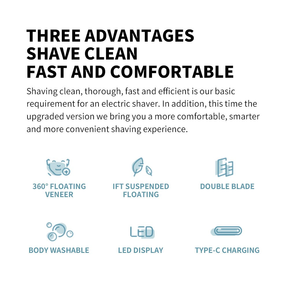 XIAOMI MIJIA S500 Electric Shaver Dry Wet Shaving Triple Blade Trimmer Beard Floating Head Men's Shaver Electric Razors Machine