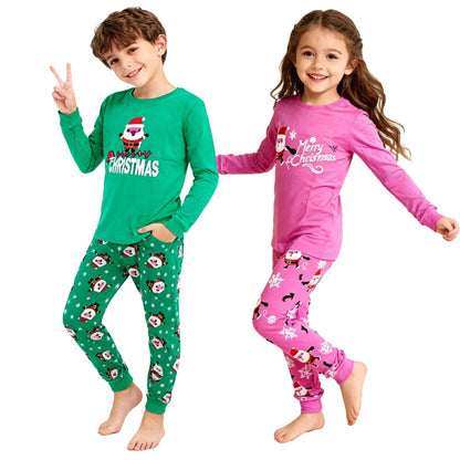 Boys Girls Christmas Long Sleeve Pajama Sets Kids Santa Claus Pjs Baby Pijamas Children Soft Sleepwear For "Merry Christmas";;VERDADEIRO;;"CR1707,10T