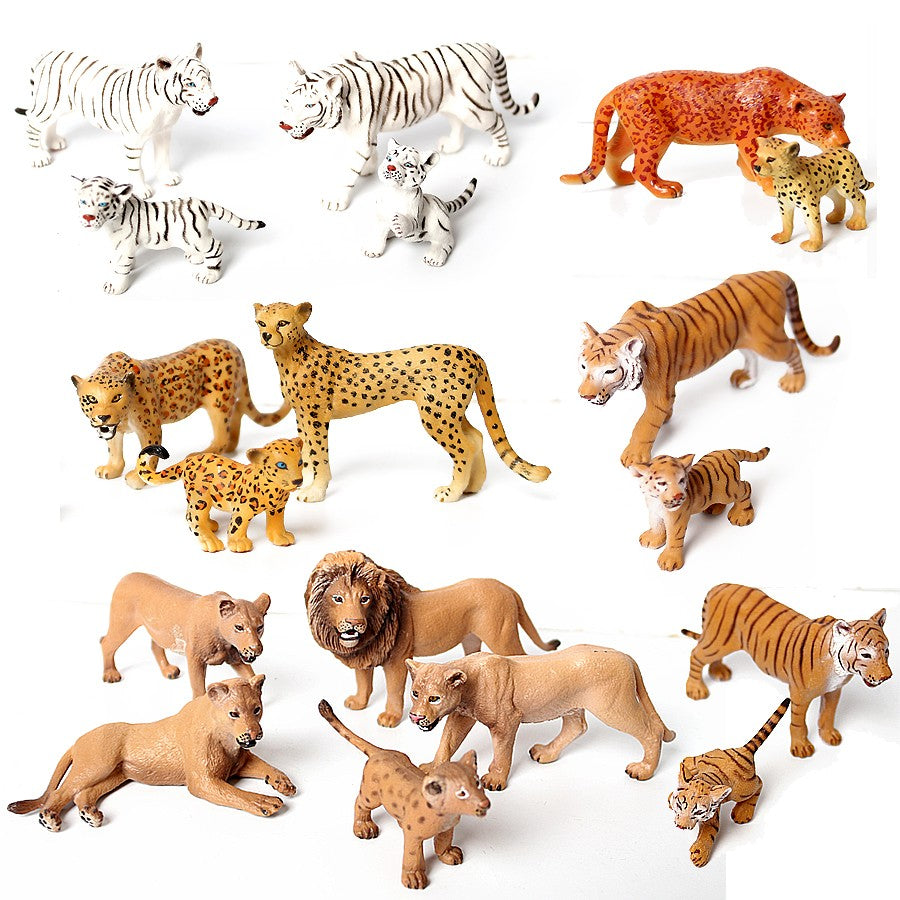 Brinquedos de Figuras de Animais Selvagens Leão Tigre Leopardo Pantera Guepardo Brinquedos de Plástico Animais da Selva Bonecos de Ação Presentes para Crianças
