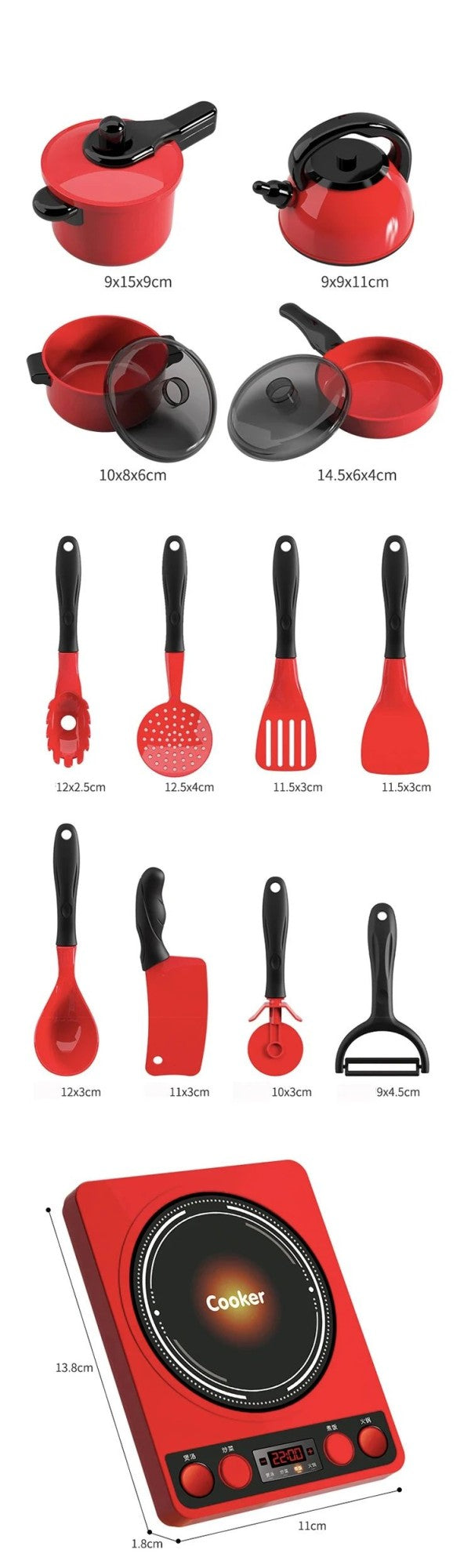 Brinquedos Infantis de Faz de Conta Cozinha Vermelha Brinquedos de Simulação de Alimentos Cozinhando Brinquedos Interativos Educacionais de Casa para Meninas Meninos
