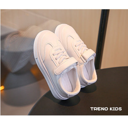Children Casual Shoes White Pu Leather Plain Design School Kids Sneakers Unisex All-match 26-36 Four Seasons Boys Girls Shoes