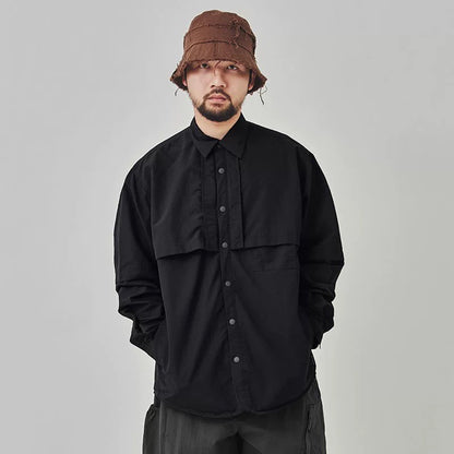 Men Outdoor Waterproof Quick Dry Lightweight Tack Techwear Cargo Shirts Man Streetwear Loose Casual Long Sleeve Oversize Shirt