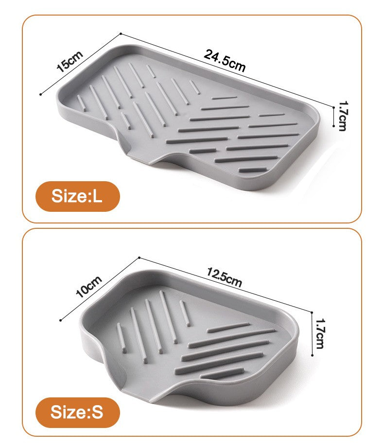1/2pcs Kitchen Sink Silicone Tray With Drain Soap Sponge Storage Holder Countertop Sink Scrubber Brush Soap Storage Rack