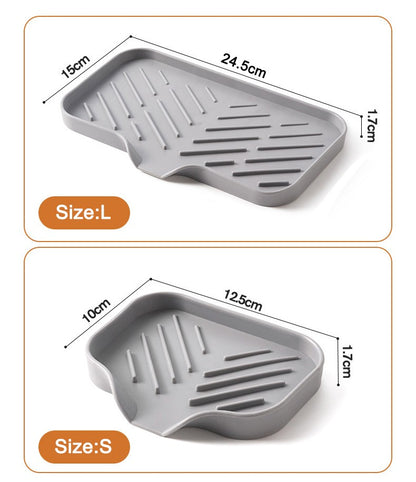 1/2pcs Kitchen Sink Silicone Tray With Drain Soap Sponge Storage Holder Countertop Sink Scrubber Brush Soap Storage Rack