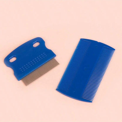 Pente para pulgas e piolhos, pacote com 4, pentes de aço inoxidável para cães e gatos com dentes arredondados, remoção profissional de manchas de lágrima de animais de estimação com dupla face