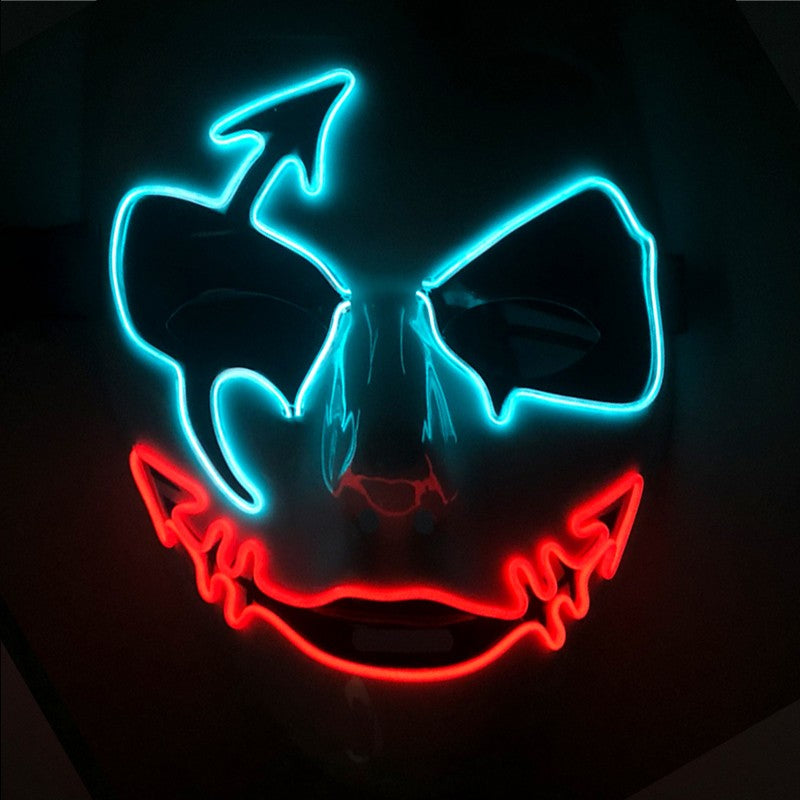 Shuffle Dance Mask Luminous Purge Mask Devil Glowing Masquerade Cosplay Mask for Halloween Horror Haunted House Props