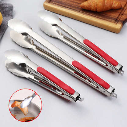 9 ", 12", 14 "- non slip stainless steel barbecue tongs meat salad bread clip barbecue rack buffet clip barbecue cooking tools