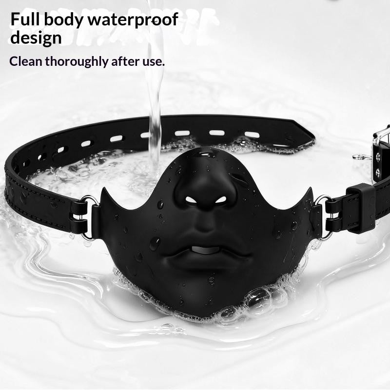 1Pc Black Resin Half Face Mask With Adjustable Buckle Strap And Realistic Human Face Design For Halloween Cosplay Costume Party