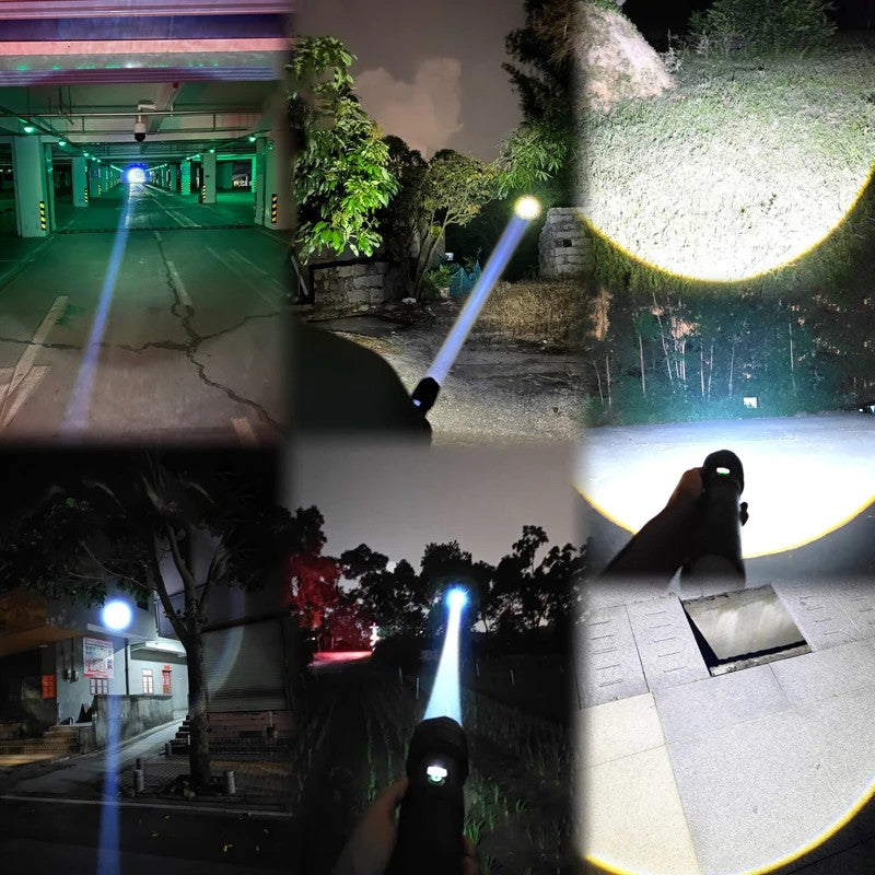 990000LM Most Powerful Flashlight Type-c Recharge 3000M Spotlight Tactical Flash Light 5000mAh High Power Led Flashlights Torch