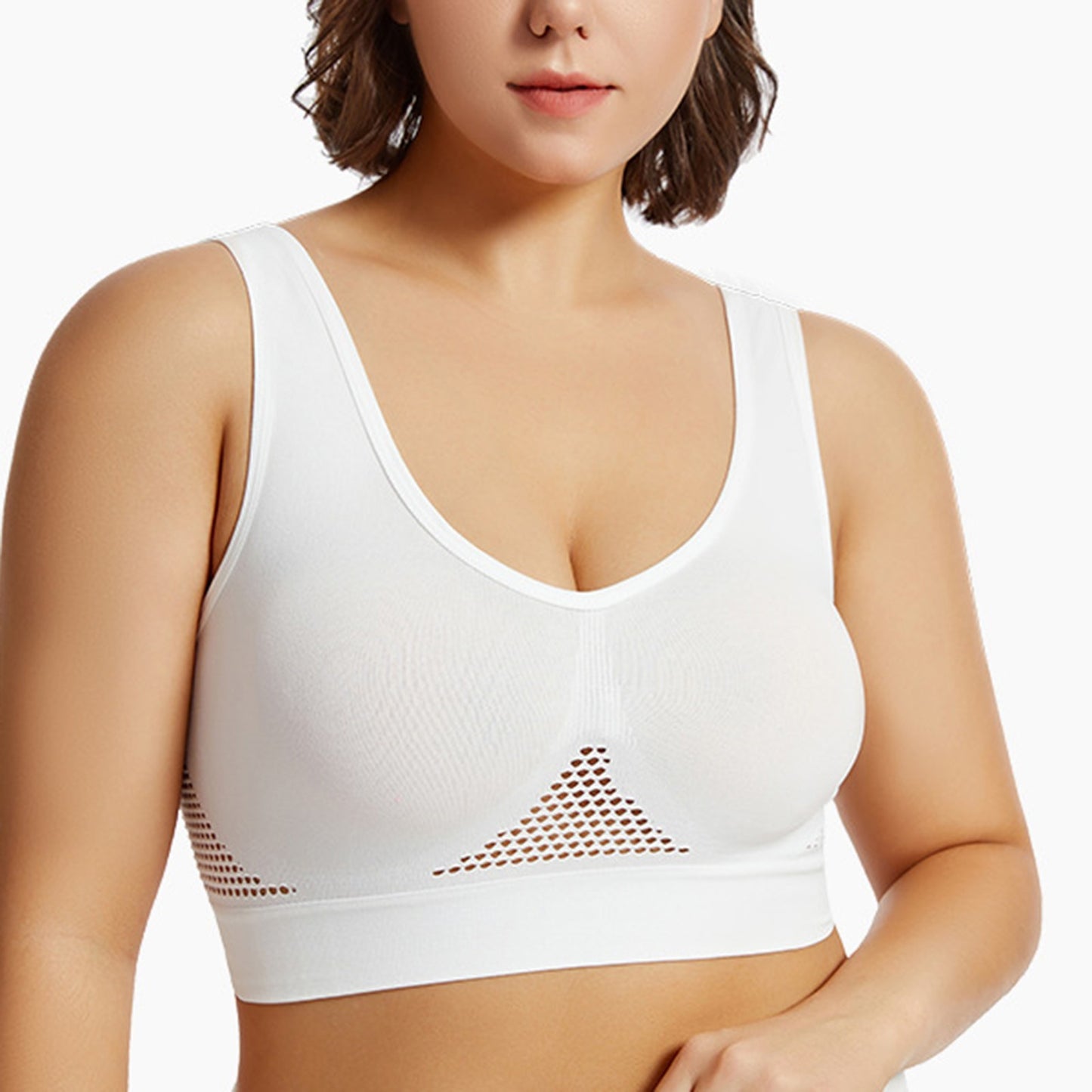 Seamless Mesh Women Sports Bras Fitness Gym Running Underwear Shockproof Bra Wireless 6XL Plus Size Crop Top Breathable Yoga Bra