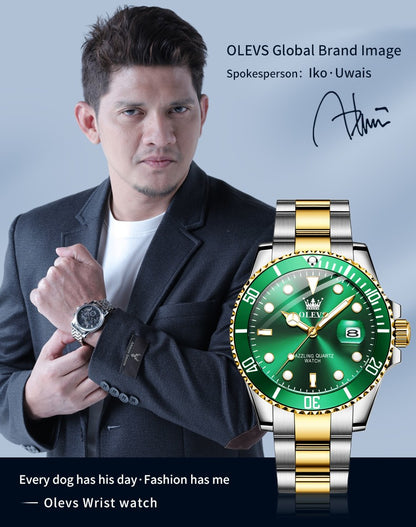 OLEVS 5885 Man Watch Original Brand Waterproof Quartz Watch Stainless Steel Strap Automatic Date Mens Gifts Watches For Man