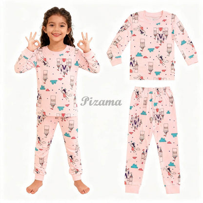 100 Cotton Girls Pajamas Sets Bunny Airplane Castle Animal Cartoon Kids Pyjamas Boys Pijamas Infantil Xmas Children Sleepwear