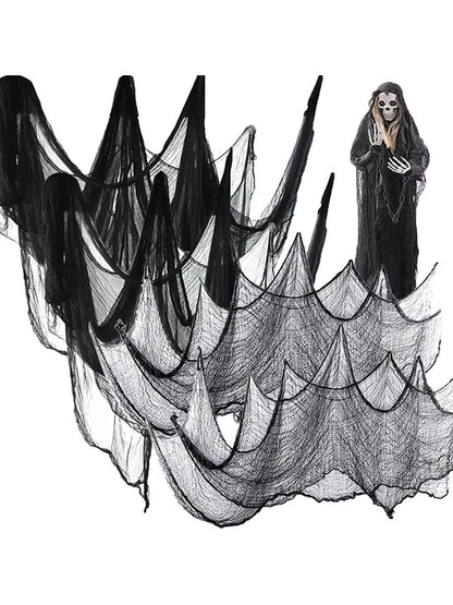 76X183 Cm Black Halloween Gauze Creepy Cloth Black Netting Spider Web Decor Halloween Horror House Party Decoration