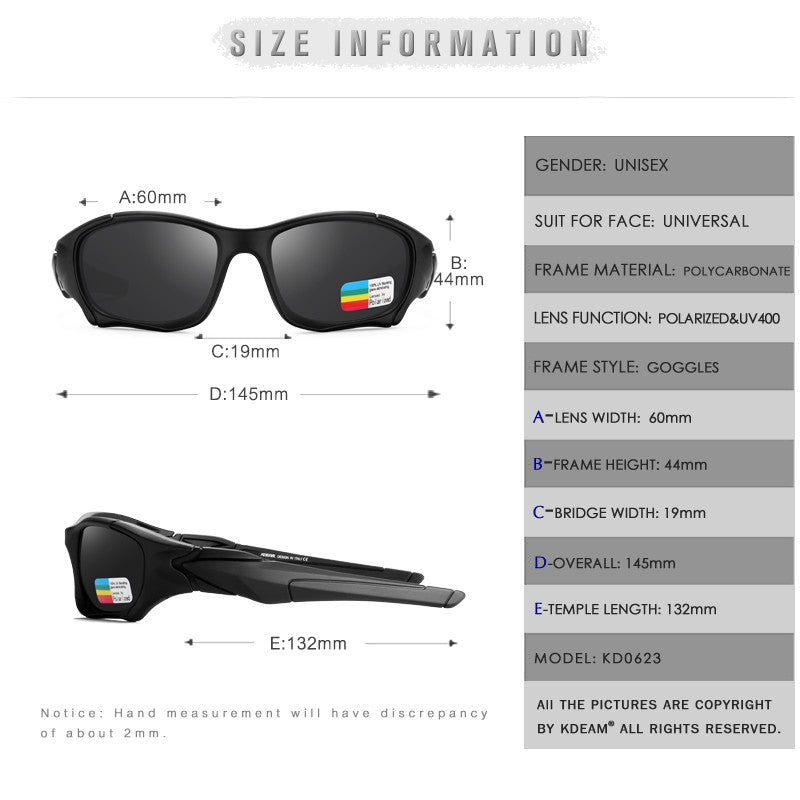 KDEAM Óculos de Sol Polarizados para Esportes ao Ar Livre Masculino Armação Curva Lente Resistente a Estresse Óculos de Sol Feminino KD0623