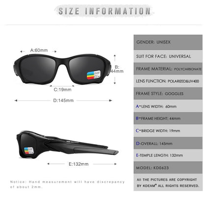 KDEAM Óculos de Sol Polarizados para Esportes ao Ar Livre Masculino Armação Curva Lente Resistente a Estresse Óculos de Sol Feminino KD0623