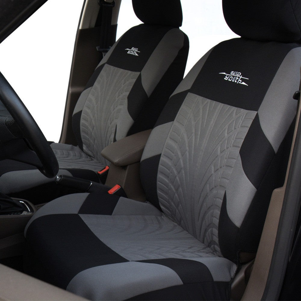 AUTOYOUTH Marca Bordado Capas de Banco de Carro Conjunto Universal para a Maioria dos Carros Capas com Detalhe de Banda de Rodagem do Pneu Estilo Protetor de Banco de Carro