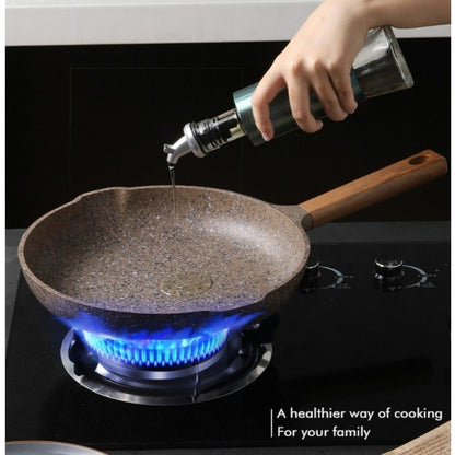 Frigideira Antiaderente de Granito DONNOR com Tampa, 30 cm, Saudável, Utensílios de Cozinha de Pedra, Vermelho ou Cinza, Fácil de Limpar