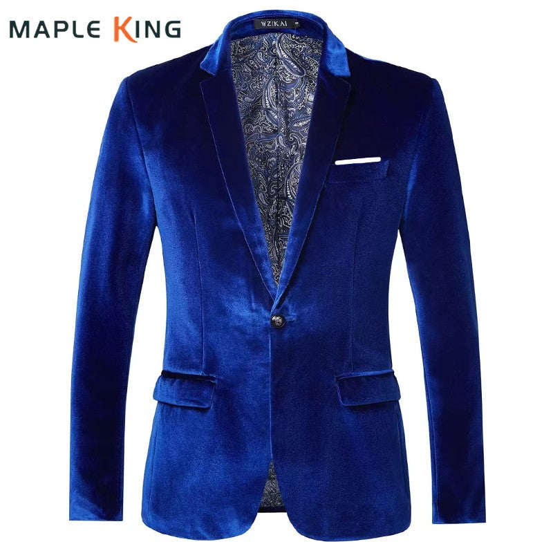 Man Wedding Suit Velvet Blazers Jacket 2025 Vintage Elegant Party Dinner Business Blazers Masculinos Slim Men Dress Formal Coat