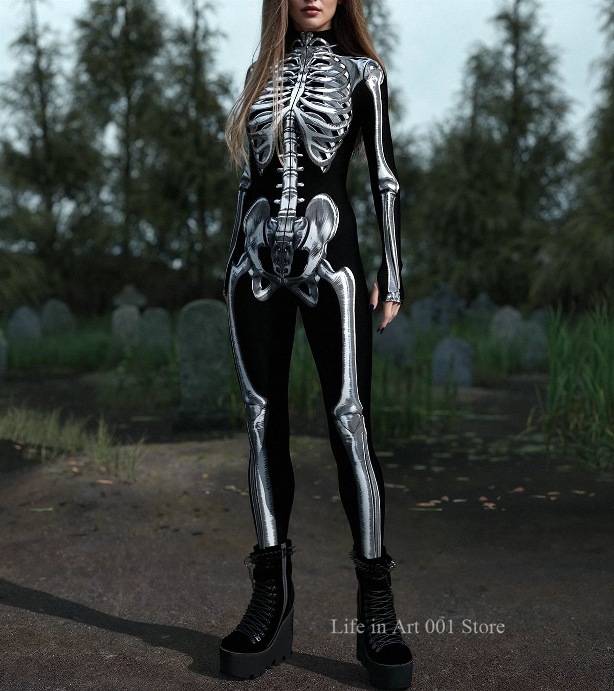 Women Grey Candy Skeleton Bodysuit Halloween Cosplay Costume Carnival Steampunk Artistic Sexy Slim Jumpsuit Performance Zentai