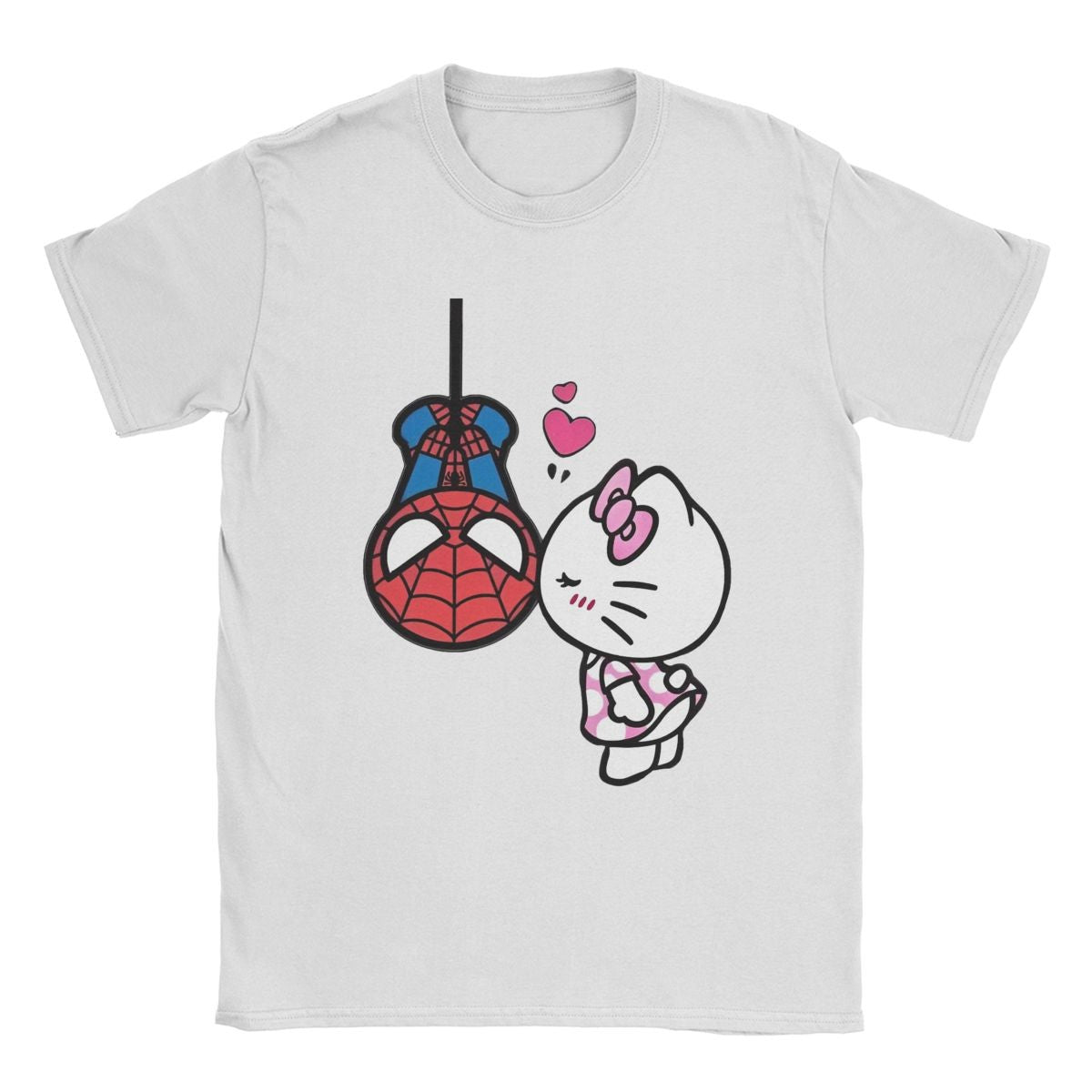Men Women's Hello Kitty Love Spiderman Cartoon T Shirts Pure Cotton Clothes Vintage Short Sleeve Tees 4XL 5XL 6XL T-Shirts