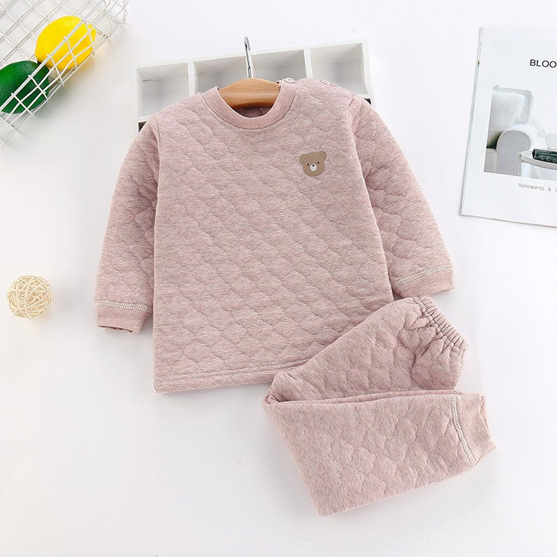 Pijama de Inverno Infantil para Bebês e Crianças, Roupa Térmica, Conjunto de Camadas, Algodão Grosso, Para Meninos e Meninas, Conjunto de Roupa de Dormir